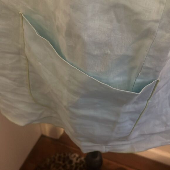 Soft Surroundings Blue 100% Linen Top Minimalist Boho Lagenlook Coastal Beach - Picture 7 of 10